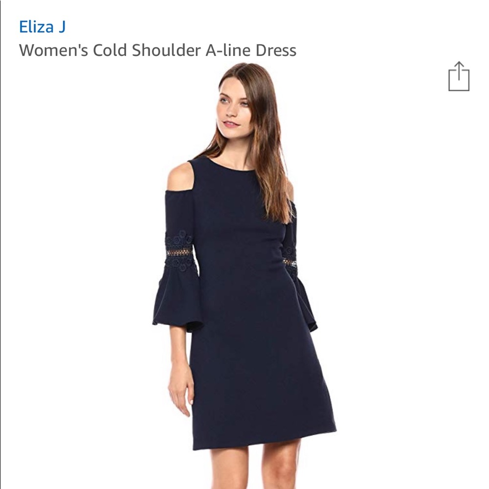 NWOT size 6 Eliza J cold shoulder navy dress